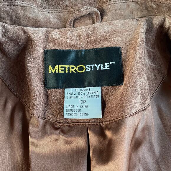 🔥Vintage Y2K Metrostyle Soft Leather Suede Classic Preppy Duster Jacket Sz 10P - Picture 14 of 16
